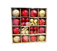 Christmas tree decorative ball hanging ornaments, painted ball gift box set, 44 pieces, gold and red, various patterns, festive home decoration