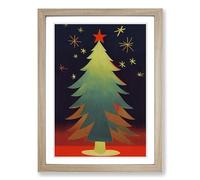 Christmas Tree Design Framed Print | A2 Oak Framed Wall Art | Ready to Hang | Modern Christmas Picture | Living Room Bedroom Lounge Office