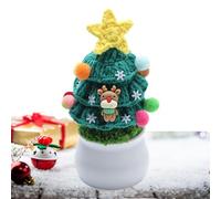 Christmas Tree Desktop Decoration | Knitted Potted Tree Table Decoration with Deer,Art Craft for Living Room, Bedroom, Bookshelf, Holiday Table Centerpiece