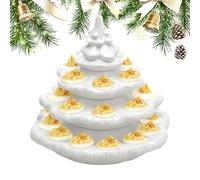 Christmas Tree Deviled Egg Holder - 4 Tier 26 Holes Reusable Resin Decorations, Christmas Deviled Egg Holder, Resin Material | Stackable HolidayTray For Countertop Table Apartment Offices Kitchen