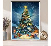 Christmas Tree Diamond Art for Kids, 5D Diamond Painting Kits for Adults Full Drill Canvas Mosaic Pictures, Beginner DIY Gem Art for Home Decor, Stress Relief Craft Gifts, Winter 25x35cm Z#-1469