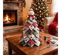 Christmas Tree DIY Quilted Kit,3D Fabric Patchwork Craft Set,DIY Christmas Tree Kit,Handmade Tabletop Holiday Decor,Patchwork Craft Sets,Seasonal Mantel Shelf Display，C