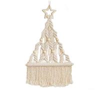 Christmas Tree DIY Woven Material Kit for Complete Craft Set for Hanging Ornaments Festive Home Decor Cotton Thread Wood 31x37cm(White)
