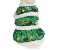 Christmas Tree Dog Costume | Fleece Cape For Small Dogs Cats Puppies | Soft Plush Lined Three Layer Cape With Embroidered Stars For Fall Winter Parties Family Gatherings Holiday Photos And Pet Gif