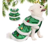 Christmas Tree Dog Costume | Fleece Cape For Small Dogs Cats Puppies | Soft Plush Lined Three Layer Cape With Embroidered Stars For Fall Winter Parties Family Gatherings Holiday Photos And Pet Gif