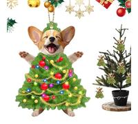 Christmas Tree Dog Decoration,2D Flat Winter Holiday Display | Acrylic Dog-Themed Pendant for Christmas Tree | for Party Windowsill Door Living Room Bedroom Garden Cafe