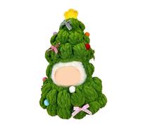 Christmas Tree Doll Clothes Outfit for 15cm/17cm Dolls, Handcrafted One-Piece Christmas Tree Figures Clothes - Poms and Bows (Green), Cute Christmas Doll Clothing Gift for Party & Display (A)
