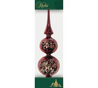 Christmas tree, double lace with decor, 33 cm. red high-gloss