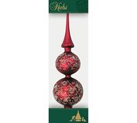 Christmas tree, double lace with decor, 33 cm. Red Matte