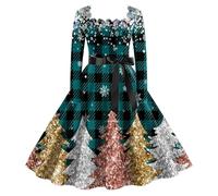 Christmas Tree Dress Jumpers Womens Inflatable Fancy Costumes Adults Dresses for Women Novelty Plus Size Cocktail Sparkly Party UK Elf Mens Outfits Sexy Long Clothes Dark Blue
