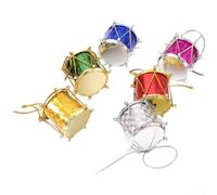 Christmas Tree Drum Ornaments Set of 12 with Etched Designs Constructed from Long Lasting Plastic Material (3cm, 12 Pieces)