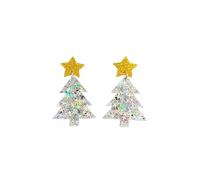 Christmas Tree Earrings Acrylic Colorful Sparkle Christmas Holiday Earrings Glitter Cute Funny For Women Fashion Jewelry Gift, 1 Pair, Metal, No Gemstone