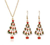 Christmas Tree Earrings and Necklace Set for Women,Snowman Snowflake Santa Claus Rhinestone Dangle Earrings Pendant Jewelry Set, Christmas Jewelry for Women, Xmas Gifts (style6)