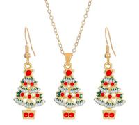 Christmas Tree Earrings and Necklace Set for Women,Snowman Snowflake Santa Claus Rhinestone Dangle Earrings Pendant Jewelry Set, Christmas Jewelry for Women, Xmas Gifts (style5)