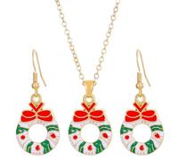 Christmas Tree Earrings and Necklace Set for Women,Snowman Snowflake Santa Claus Rhinestone Dangle Earrings Pendant Jewelry Set, Christmas Jewelry for Women, Xmas Gifts (style2)