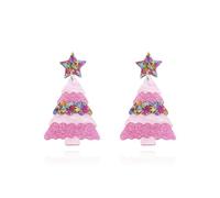 Christmas Tree Earrings for Women Colorful Xmas Drop Dangle Earrings Dainty Pink Christmas Star Stud Earrings Cute Hypoallergenic Christmas Theme Jewelry, L, Alloy Acrylic, No Gemstone