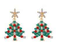 Christmas Tree Earrings,Vintage Color Crystal Christmas Tree Earrings Rhinestone Plant Earrings Sparkly Festival Earrings Jewelry for Women, Zinc, crystal