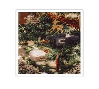 Christmas Tree Elk Pattern Canvas Wall Art Holiday Mural Festive Pictures Artwork Prints Modern Winter Landscape for Bedroom Decor 80x80cm Frameless