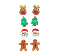 Christmas Tree Elk Santa Claus Gingerbread Man Snowman Resin Acrylic Earrings Set for Women Jewelry, M, Resin, No Gemstone