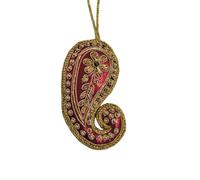 Christmas Tree Embellished Handmade Hanging Ornament Decoration- Maroon Paisley by Kaanha Treasure
