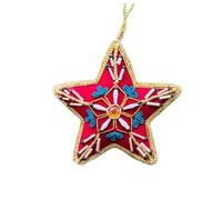 Christmas Tree Embellished Handmade Hanging Ornament Decoration- Maroon Star by Kaanha Treasure