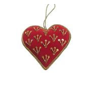 Christmas Tree Embellished Handmade Hanging Ornament Decoration- Red Heart by Kaanha Treasure