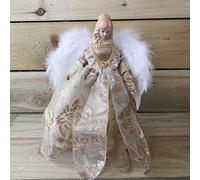 Christmas Tree Fairy Angel Feather Wings & Gold Dress - Angel Tree Topper