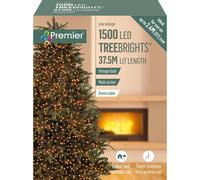 Christmas Tree Fairy Lights Green Cable Indoor/Outdoor 1500 Vintage Gold LEDs