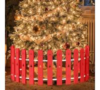 Christmas Tree Fence, 42 cm Tall Red Decorative Fence, Christmas Tree Fence Protector for Kids, Dogs, Pets Freestanding Circle Barrier Around Artificial Real Xmas Trees, 28 Pcs
