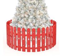Christmas Tree Fences: 30 Pieces Red DIY Christmas Tree Gate Picket Fence Border for Xmas Holiday Party Decoration - 4.6 x 12 Inches Decorative Plastic Tree Barrier for Dogs Kids
