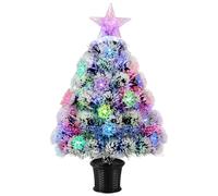 Christmas Tree Fiber Optic Snowflake Lighted with Star Topper,54cm Small Pre-Lit Artificial Christmas Tree,Tabletop Christmas Tree Mini Xmas Tree Multi Lights,Battery/USB Operated for Desktop