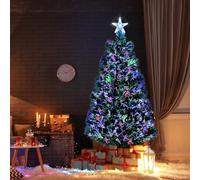 Christmas Tree Fiber Optic Xmas Pre Lit Color Changing Light PVC Artificial Tree Top Star Metal Stand Free Standing Indoor Xmas Decoration Multicolored Tree (180 Cm)
