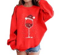 Christmas Tree Fleece Lined Sweaters Tops Loose Fit Xmas Pullover Tops Long Sleeve T Shirt Unisex Pullover Causal Crewneck Tops Going Out Pullover Tops (Red, 6-7 Years)