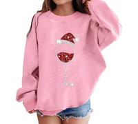 Christmas Tree Fleece Lined Sweaters Tops Loose Fit Xmas Pullover Tops Long Sleeve T Shirt Unisex Pullover Causal Crewneck Tops Going Out Pullover Tops (8-9 Years) Pink