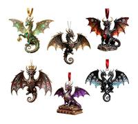 Christmas Tree Flying Dragon 2D Acrylic Flat Holiday Decoration | 6-Piece Christmas Flying Dragon Pendant for Home Office Apartment Hotel School Garden Patio