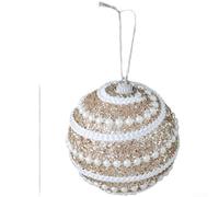 Christmas Tree Foam Ball Hanging Ornaments 8cm Diameter with Modern Spiral Pattern for Indoor For Xmas Decorations Lightweight Plastic Material (Golden)