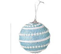Christmas Tree Foam Ball Hanging Ornaments 8cm Diameter with Modern Spiral Pattern for Indoor For Xmas Decorations Lightweight Plastic Material (Azure)