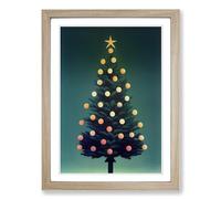 Christmas Tree Framed Print | A2 Oak Framed Wall Art | Ready to Hang | Modern Christmas Picture | Living Room Bedroom Lounge Office
