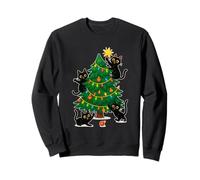 Christmas Tree Funny Black Cat Lover Xmas Sweatshirt