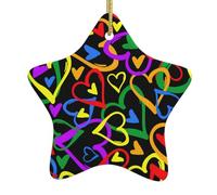 Christmas tree Gay Pride Rainbow Print star shaped ceramic Ornaments,Holiday Creative Home Decoration