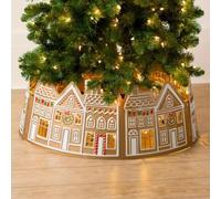 Christmas Tree Gingerbread Collar With LED Lights,26/28 Inches Lighted Gingerbread House Christmas Tree Skirt For Fireplace Entryway Living Room Garden Backyard Mall Cafe Landscape Backdrop Winter