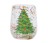 Christmas Tree Glass Water Cup, Double Wall Heat Resistant Coffee Mug, Insulated Design for Hot & Cold Drinks, Festive Holiday Drinkware, for Women, Family, Home, Christmas Party Use