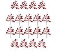 Shatchi 45Cm Artificial Red Glitter Berry Picks For Christmas, Pack Of 18