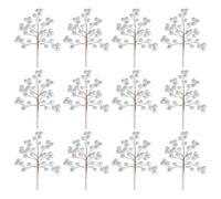 Shatchi 45Cm Artificial Silver Glitter Berry Picks For Christmas, Pack Of 12
