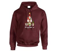 Christmas Tree Gnome Hoody Jumper Men Kids Festive Holiday Leopard Gingerbread Xmas Gift, Fun Christmas Sweatshirt, Cozy Winter Novelty Style Maroon - Medium
