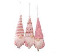 Christmas Tree Gnome Ornaments Set of 3, Scandinavian Santa Mini Felt Hanging Decorations for Holiday and Festive Decor (Pink Suit Dude)