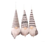 Christmas Tree Gnome Ornaments Set of 3, Scandinavian Santa Mini Felt Hanging Decorations for Holiday and Festive Decor (Grey Suit Dude)