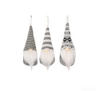Christmas Tree Gnome Ornaments Set of 3, Whimsical Holiday Decorations with Knitted Style, Soft and Safe for Family Use(Gray)