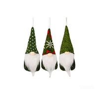 Christmas Tree Gnome Ornaments Set of 3, Whimsical Holiday Decorations with Knitted Style, Soft and Safe for Family Use(Green)