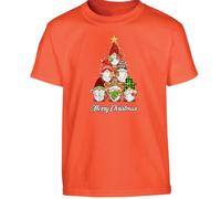 Christmas Tree Gnome T-Shirt Men Kids Festive Holiday Leopard Gingerbread Xmas Gift Cute Christmas Tee, Fun Holiday Novelty Shirt Winter Orange - Medium